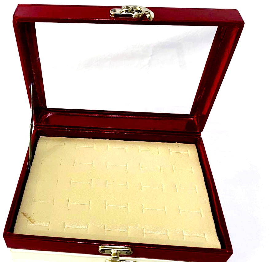 Ring Holder Organizer Box Jewellery ring Display Case , ring Storage  Tray With Top Glass Lid(25 slots Ring)