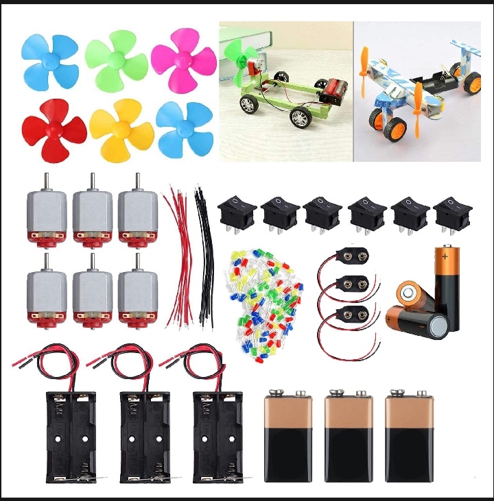 DC Motor Fan Set Electronic Science Project Kit With Battery DIY Kit For Students 4V Motor Fan Propellers and etc...