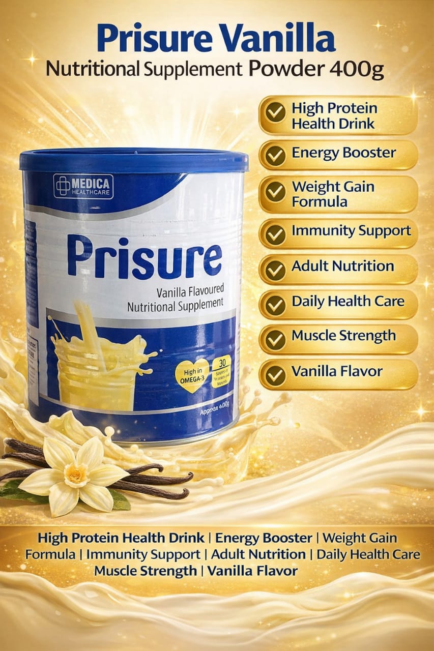 Prisure Vanilla Flavor Nutrition Powder 400g | High Protein Health Drink | Weight Gain Supplement | Energy Booster | Adult Nutritional Formula | Muscle Strength Support | Daily Health Care | Immunity Booster | Vanilla Nutrition Supplement