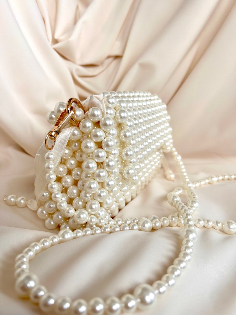 Pearl Beaded Bag, Pearl Clutch Bag, Evening Bag, Handmade Pearl Clutch, Luxury Shoulder Bag, Vintage Inspired Purse, Wedding Pearl Bag