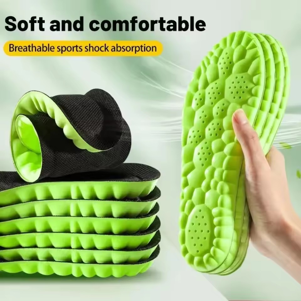 2/4Pcs 4D Sport Insoles Shoes PU Sole Soft Breathable Shock Absorption Cushion Heavy Duty Support Pain Relief Run Orthopedic2026