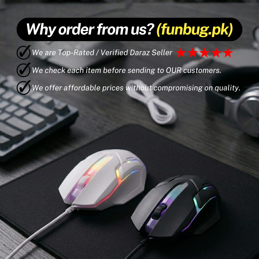 Ergonomic Wired Gaming Mouse with 7 RGB Breathing Lights, Long USB Cable for PC, Laptop, Mobile - High-Performance Mouse with Dpi Switching & Free MousePad