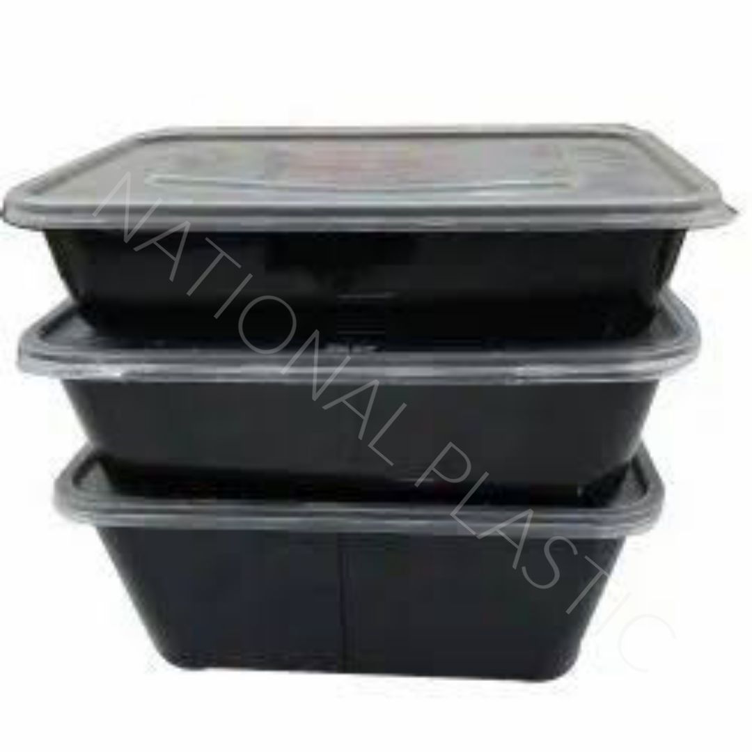 Black Food Container Disposable Boxes rectangular 500ML 750 ML 1000 ML Pack  Of 12 Pcs