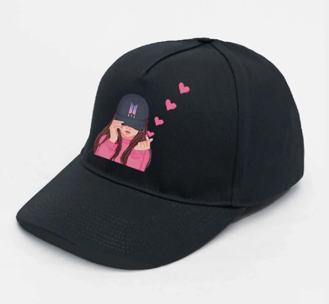 K-Pop Inspired Girl Printed Baseball Cap for Women & Girls – Adjustable Cotton Casual Hat