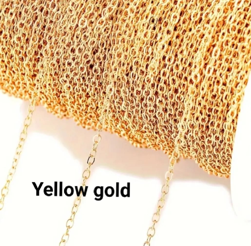 2mm Golden & Steel Silver Chain for Jewelry Making – 2 Yard (gaz) & 5 yard (gaz) – High Quality (Not Stainless Steel) | Deebaj by Maria