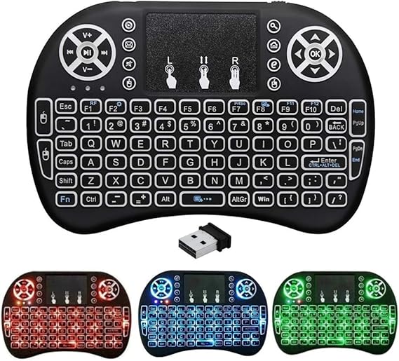 RF500 Mini Wireless Keyboard With Touchpad Three Color Backlight Air Mouse Rechargeable Remote For Smart TV Android Laptop PC Gaming