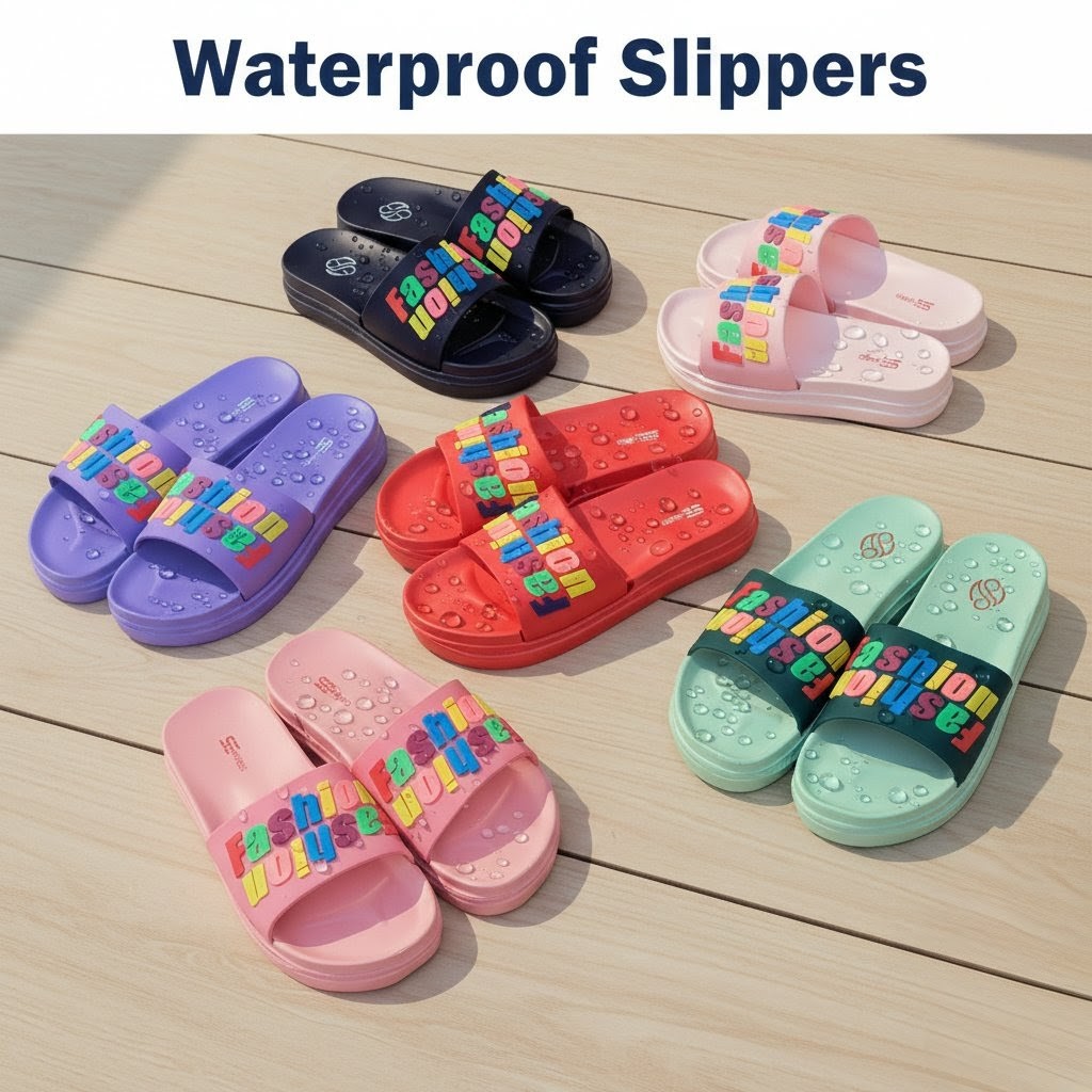 Waterproof Soft Fashion Slippers for Women, Comfy Indoor Sandals