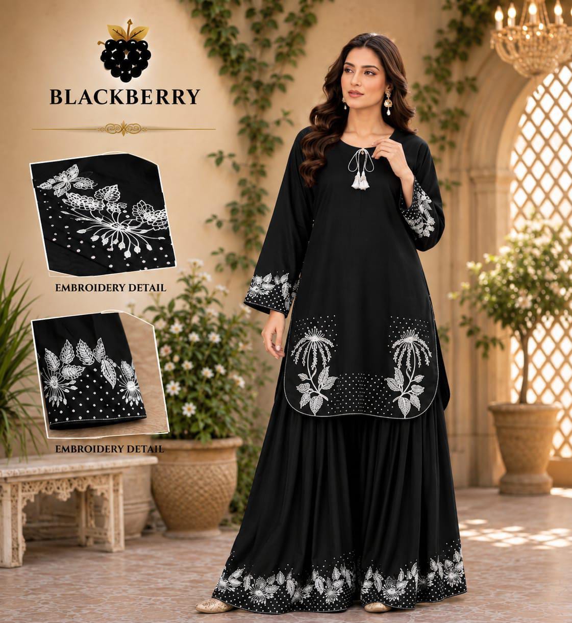 Lacha Neck silver skinvense embroidery shirt with flower bunch embroidery lacha shlawar Dress 2pcs