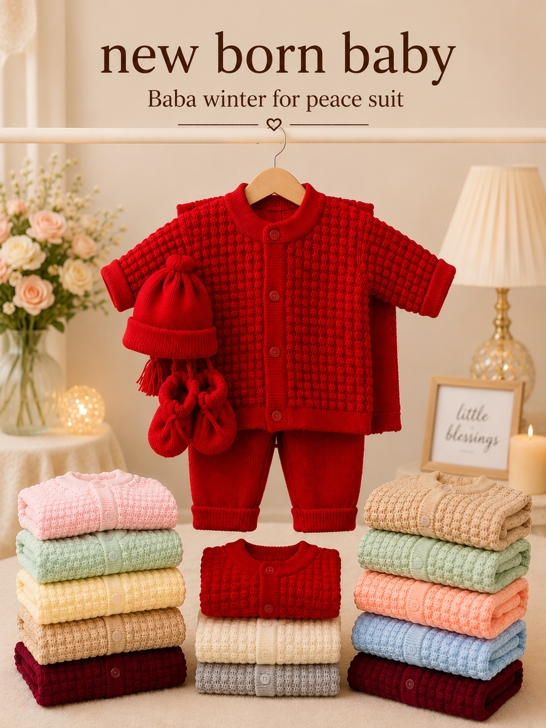sweater 4pcs suite/new born baby winter starter suite