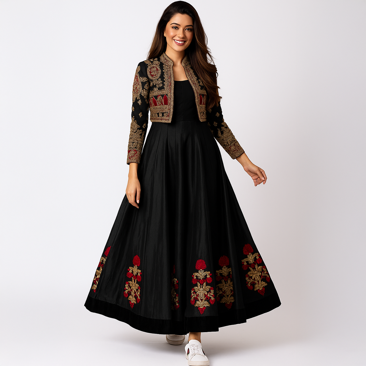 Designer Fully Embroidered Silk Maxi with Matching Embroidered Koti – Ready to Wear Formal Wedding Dress for Girls & Women