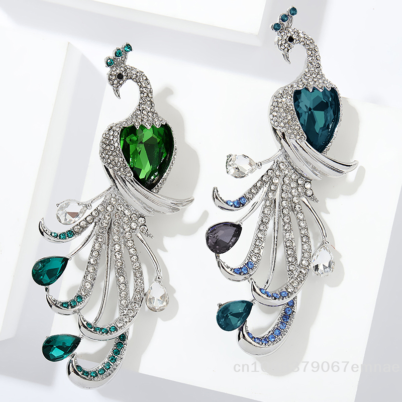 [ZYAS]Fashion Exquisite Peacock Rhinestone Brooch For Women Clothing Coat Accessories 
