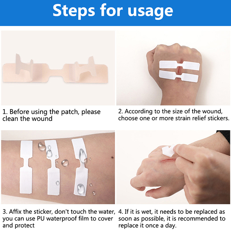 10Pcs Waterproof Butterfly Adhesive Band Aid Wound Closure  Emergency Bandages