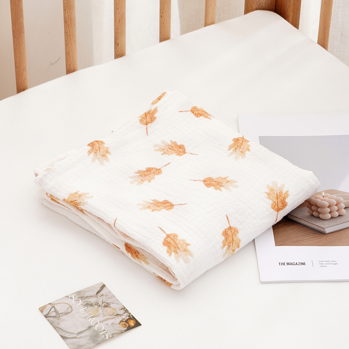 Elinfant 1 PC Newborn Swaddle Wrap Soft Breahable Cozy Bath Towel Swaddle Blankets 100%Cotton Muslin Swaddle Blanket Crepe Cloth