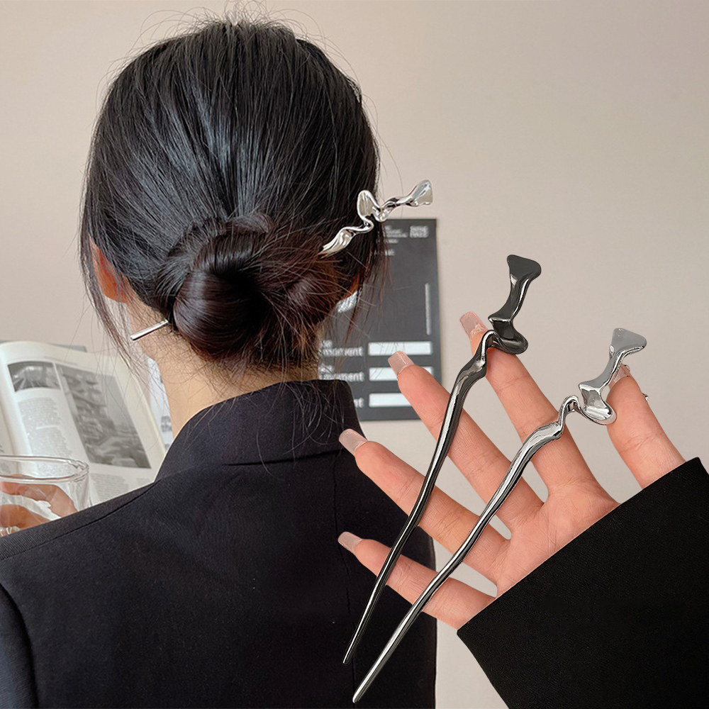 Chinese Style Metal Hair Sticks Vintage Chopstick Hairpins Women Hair Fork Bun Headwear Hairstyle Headdress Jewelry Accessories