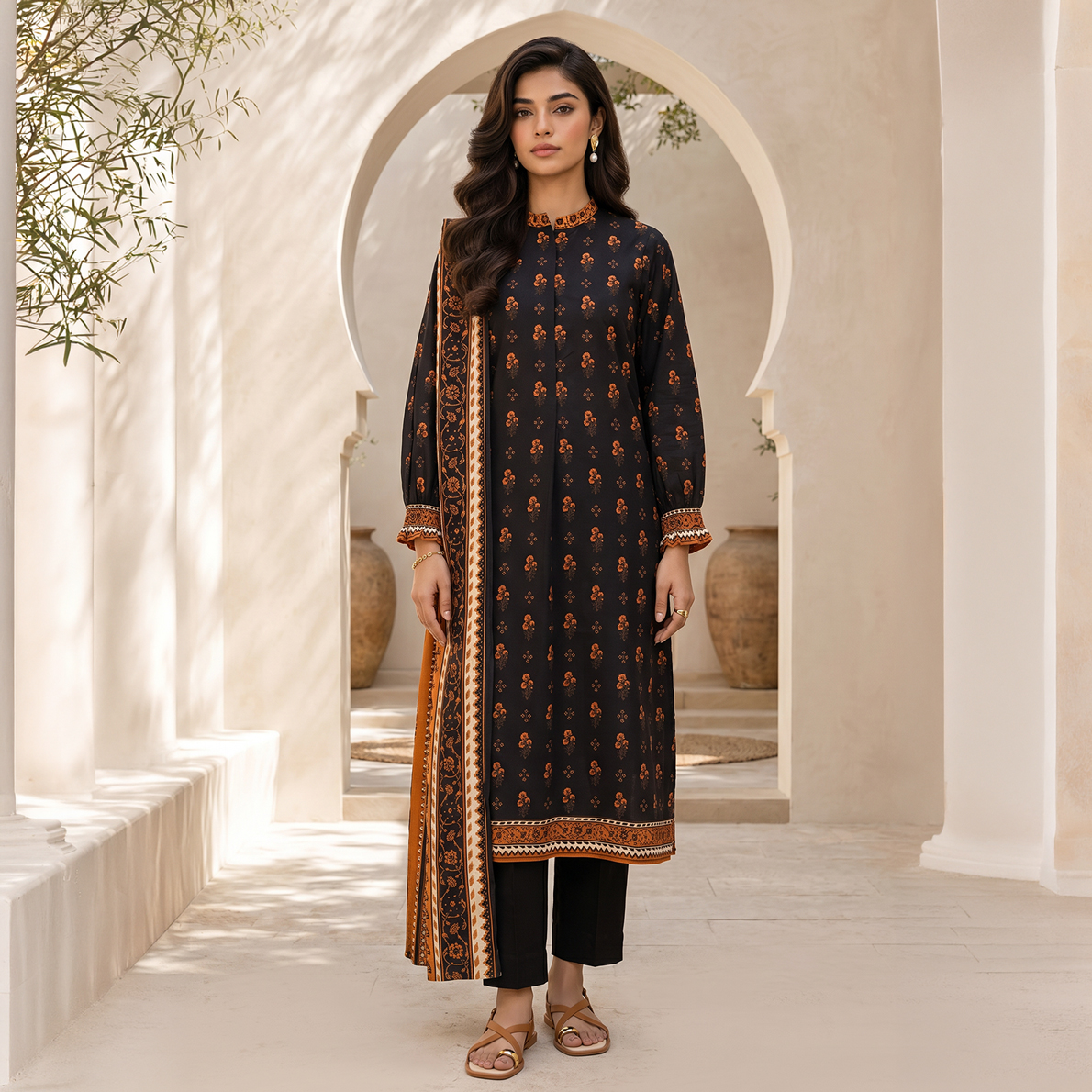 Zellbury Unstitched 3 Piece Lawn Shirt Shalwar Dupatta - 8058 Suit For Women - Cambric Bottom Lawn Dupatta - Essential Unstitched Collection - Unstitched Fabric For Women - Summer - Aug Arrivals