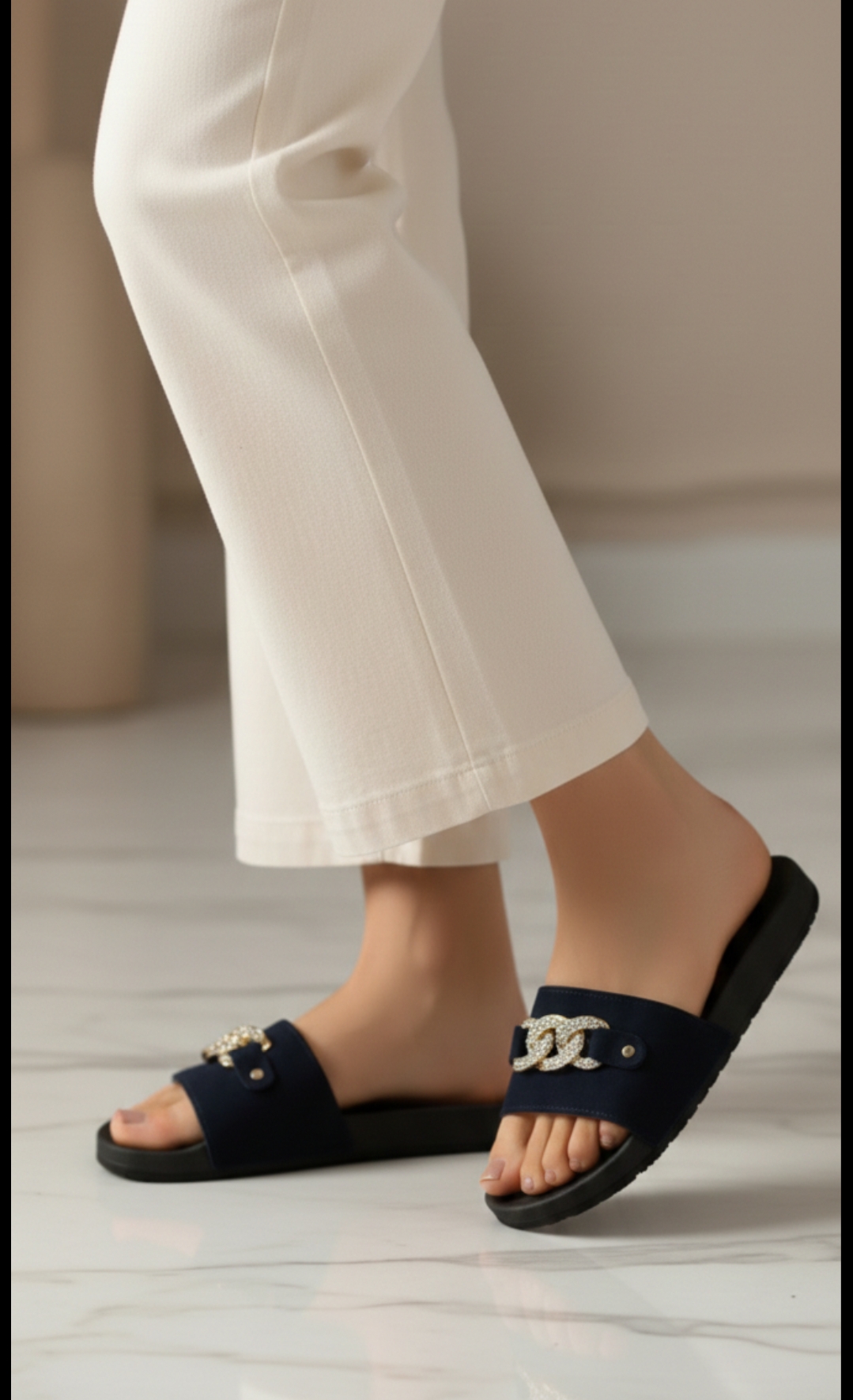 New Stylish Slippers for Ladies - Metal Stud Casual Soft Slippers, Slip-On Design