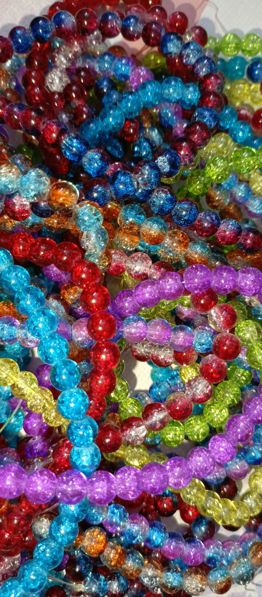 Pack of 25 Beads – 8mm Crackle Glass Beads (Crack Beads) for Jewelry Making | Deebaj by Maria