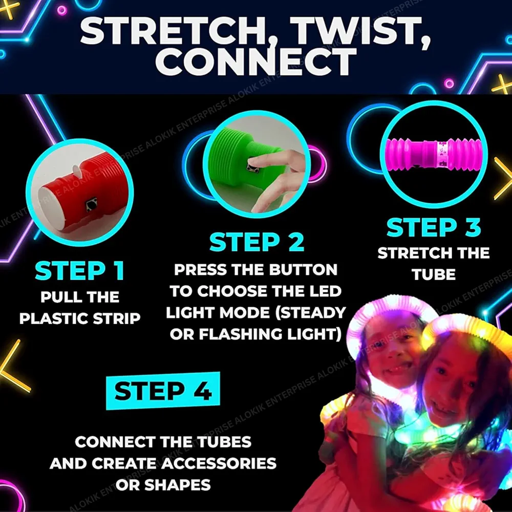 Led Light Pop Tube Toy Stretchy Bendable Pipe Toy Fidget Pop Toy Fidget Tube Toy Tube Sensory Toys