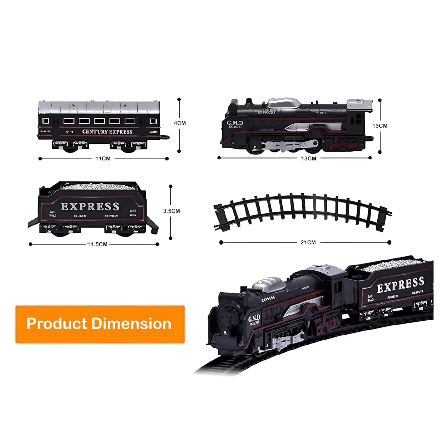 Train Battery Operated Electric Train Set, 13 Pieces with Lights and Sound, Express Locomotive with Track, Ages 3+