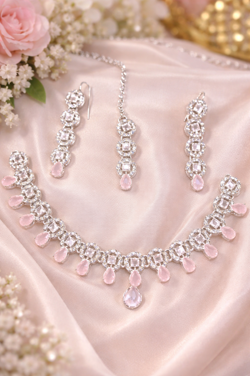 Trending Decent Zarcon Jewelry Set for Girls – Elegant Necklace & Earrings Combo