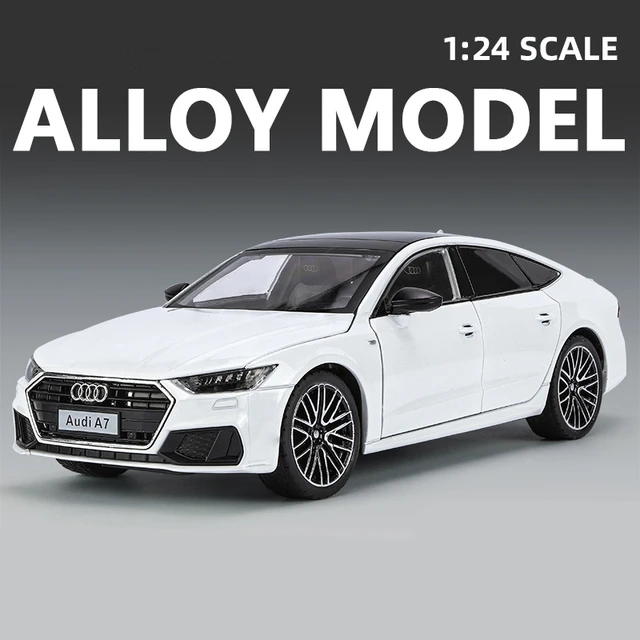 1:24 Audi A7 Toy Car Model Diecast Alloy Vehicle Miniature Pull Back Sound & Light Doors Openable Collection