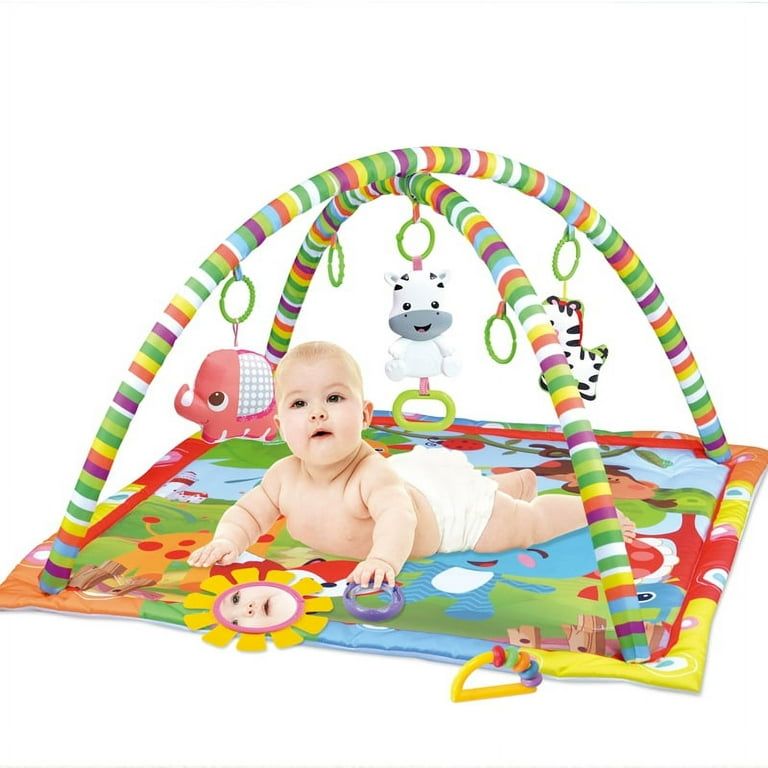 Baybee Piano Baby Play Gym Mat for Babies, Activity Playgym for Baby with Rotatable Piano & 5 Hanging Toys  Baby Bedding Set Crawling Mat  Baby Play Gym for 0 to 12 Months Boy Girl,Multicolor