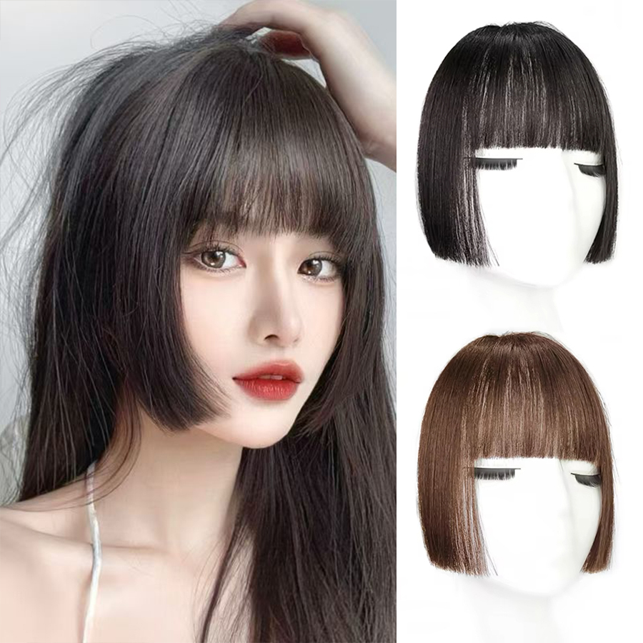 Synthetic Wig Princess Bangs Hime Cut Bangs Hairstyles Clip In Bangs for Women Clip On Bangs