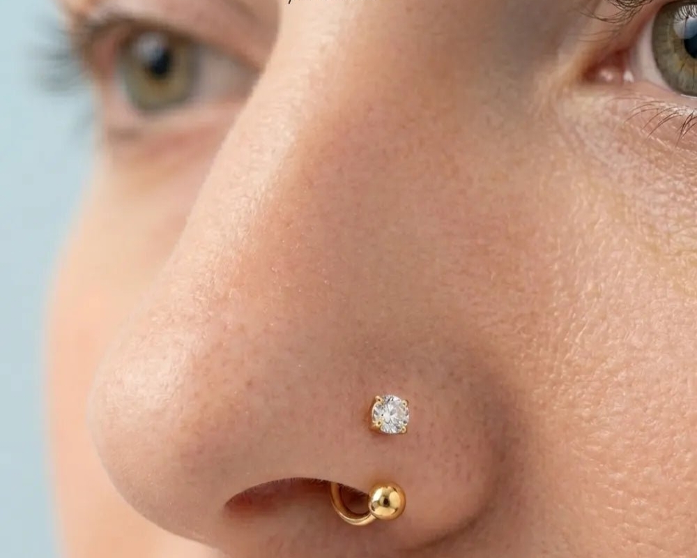 Premium Titanium Nose Pin & Ear Piercing Stud - Screw Back Zircon Multi-Piercing Jewelry for Nose, Lobe, Helix & Cartilage