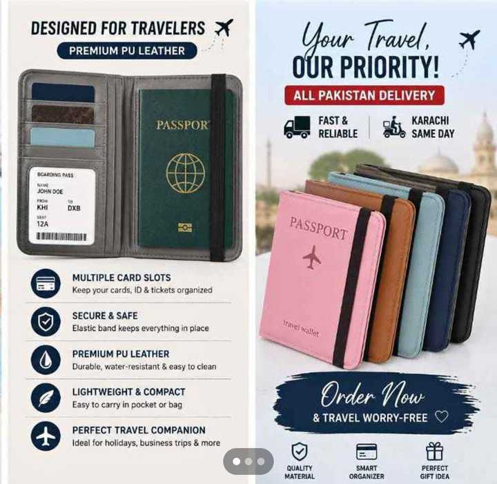 Passport Holder Cover Wallet | Travel Passport Organizer | PU Leather Passport Case | Travel Document & Card Holder | Travel Essential