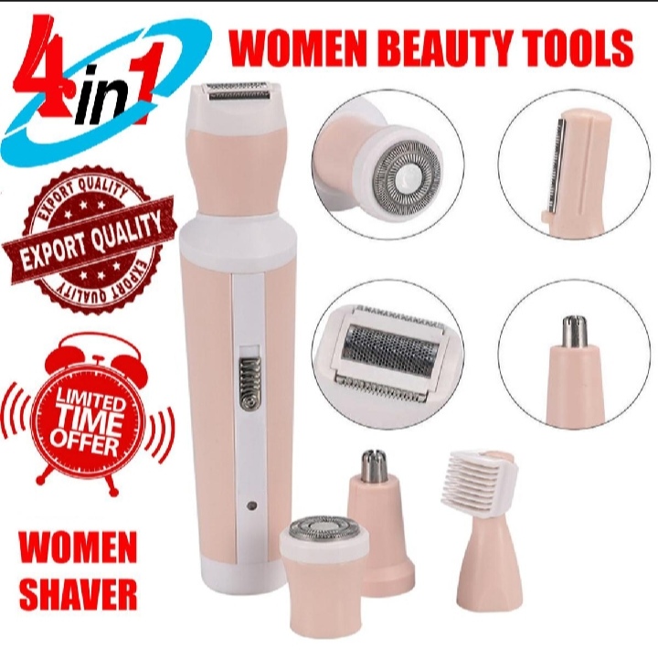 4 in 1 Original 3024 Rechargeable Women Skin Shaver suit - Electric Hair Removal Shaving machine Grooming Kit - Epilators & Shavers - Nose Eyebrow Trimmer
