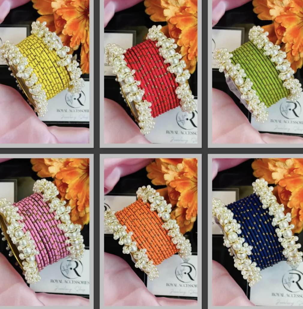 Bangles for girl or women. Trendy dots bangles set. With gajra pearl . 1 dozen dot bangles . Dots bangles