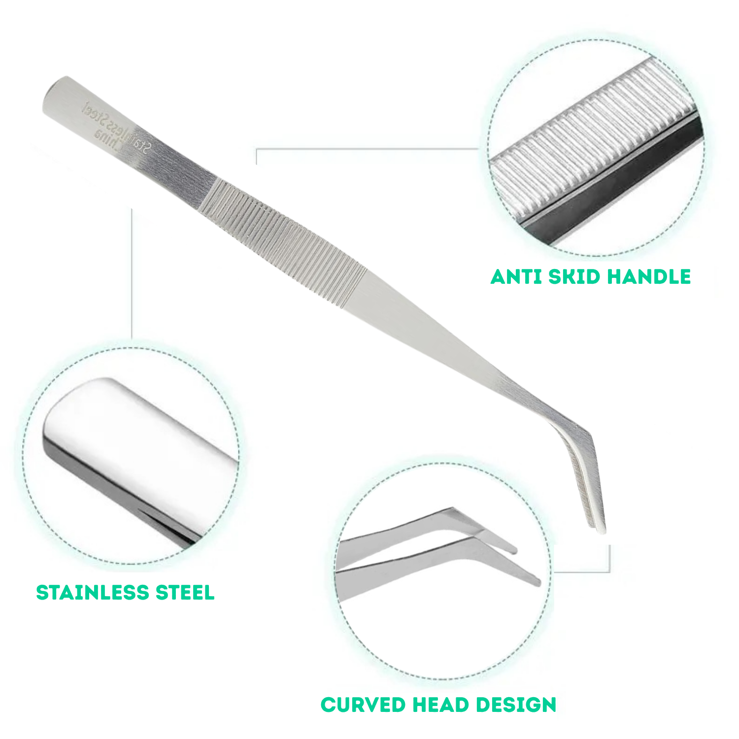 Stainless Steel Straight Curved Tip Tweezers Precision Jewelry Making Craft Tool for Jewelry Beads Rhinestones Electronics Soldering DIY Repair