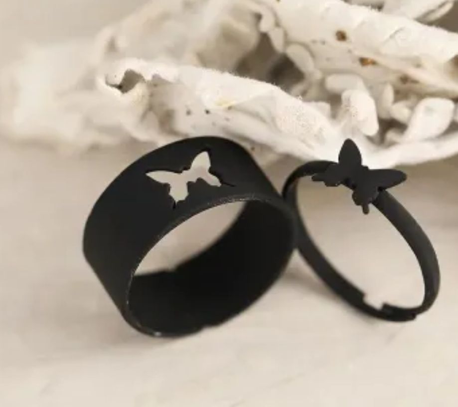 Trendy Vintage Butterfly Rings For Women Men Lover Couple Rings Set Friendship Engagement Wedding Open Rings Jewelry