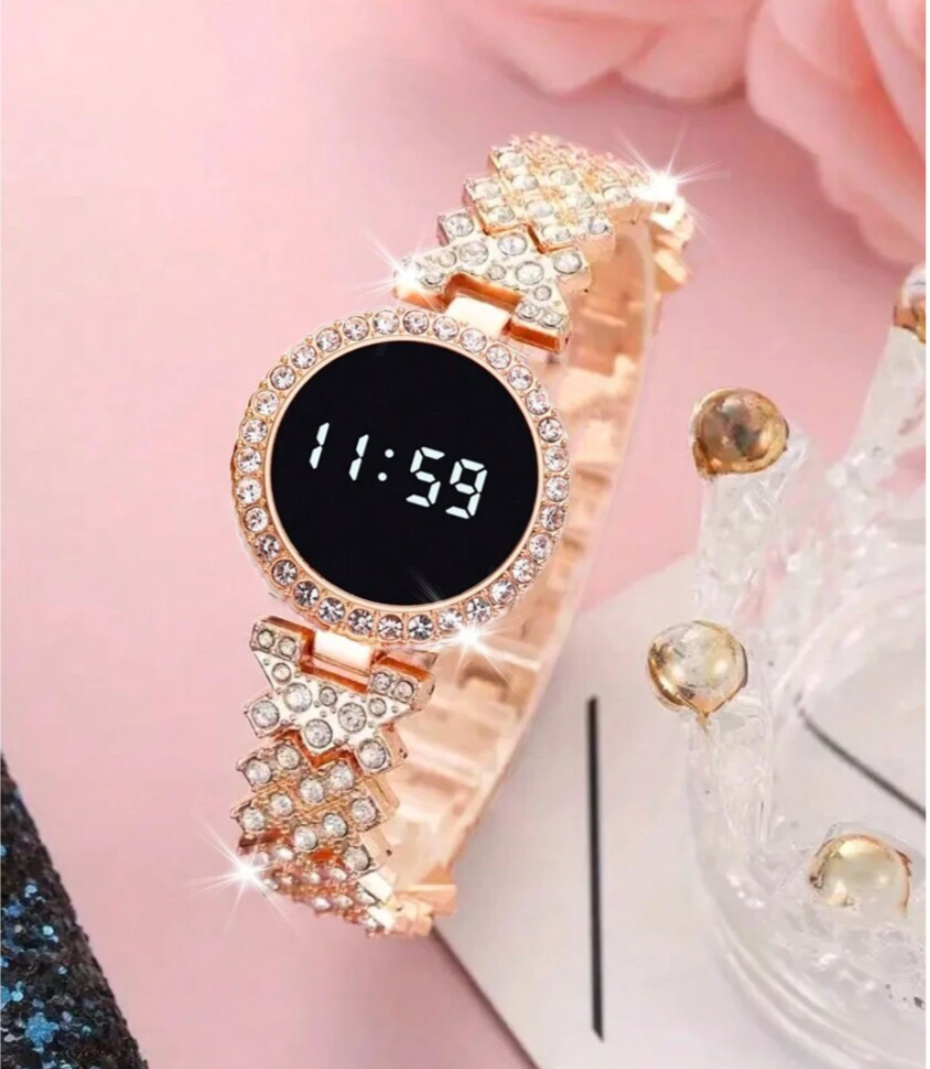 New Fashionable Stone Touch Round Ladies Watch for Women