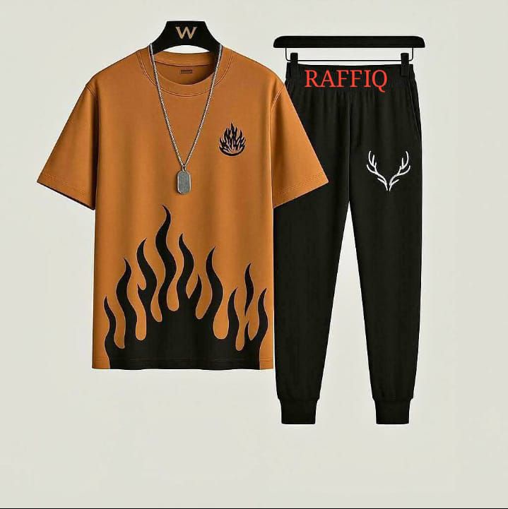 NEW  TRENDY PRINTED TRACKSUIT FOR MEN ROUND NECK HALF SLEEVES T SHIRT & TROUSER FOR MEN & BOY'S BEST ARTICLE OF SUMMER COLLECTION/TRACKSUIT FOR MEN/SUMMER Multicolor TRACKSUIT FOR MEN & BOY'S