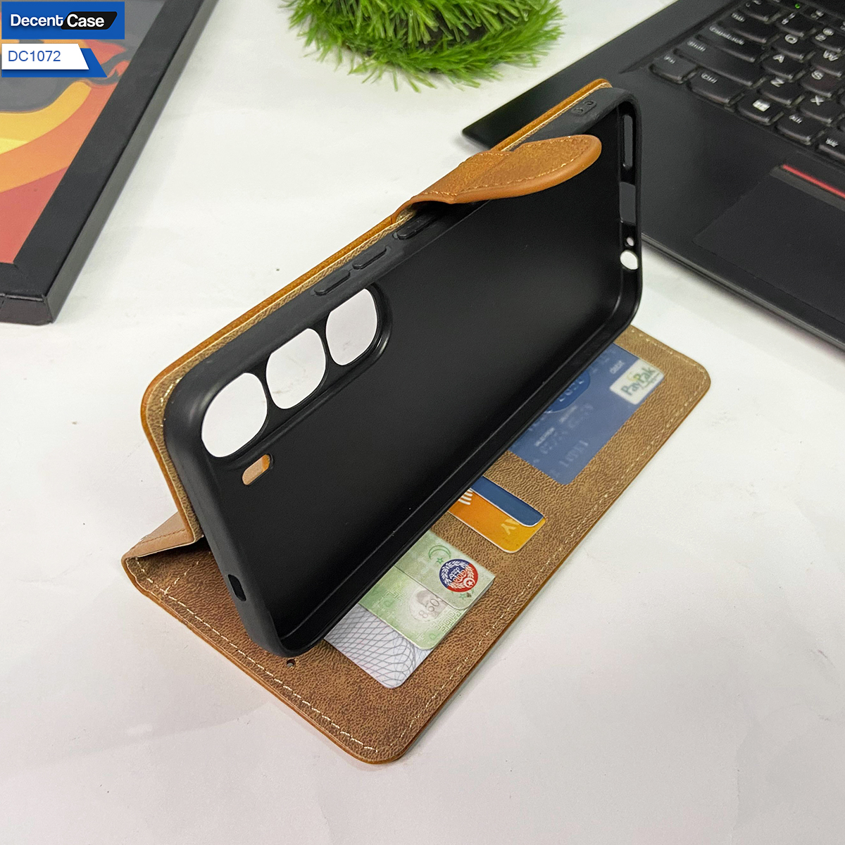 Oppo A6s Pro Book Cover - Dark Brown - Premium Leather Megantic Book Covers With Card Holding Option & Cash
