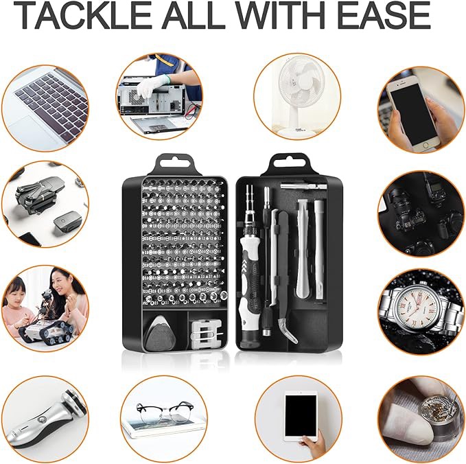 Precision Screwdriver Set, Professional Grade 115 in 1 Magnetic Repair Tool Kit for Electronics, Computer,Mobile, Laptop, Game Console, Watch, Eyeglasses, Modding, and DIY Projects