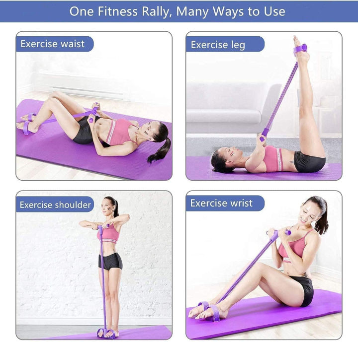 Tummy Trimmer Belly Fat Burner| Double Spring Pull Reducer Resistance Band with Foot Pedal| 4-Tube Elastic Yoga Abs Abdominal Workout Equipment for Weight Loss, Arm Muscle Builder & Core Strength Training – Home Gym Fitness Body Exerciser for Men & Women