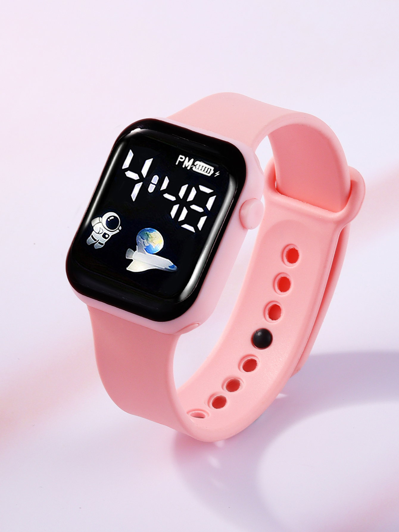 Square Electronic Watch Set with Beaded Butterfly Design and Spaceship Pattern Non-smartwatch Birthday  Without Box