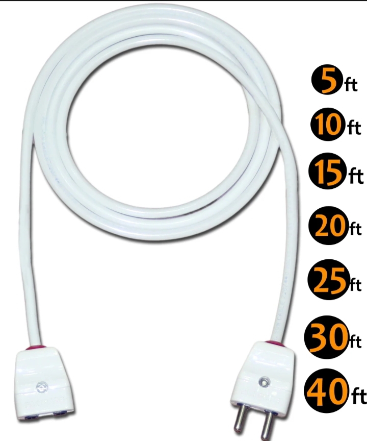 Every Season 100% pue COPPER BEST Quality Flexible Extension Cable With Male Female plug Socket Multi Purpose Electric Extension Board Lead Wire Cable For Lead 40/76 two Core 100% pure copper Wire,LED, WASHING MACHINE, COMPUTER AND WORK TOOLS, -  White ,