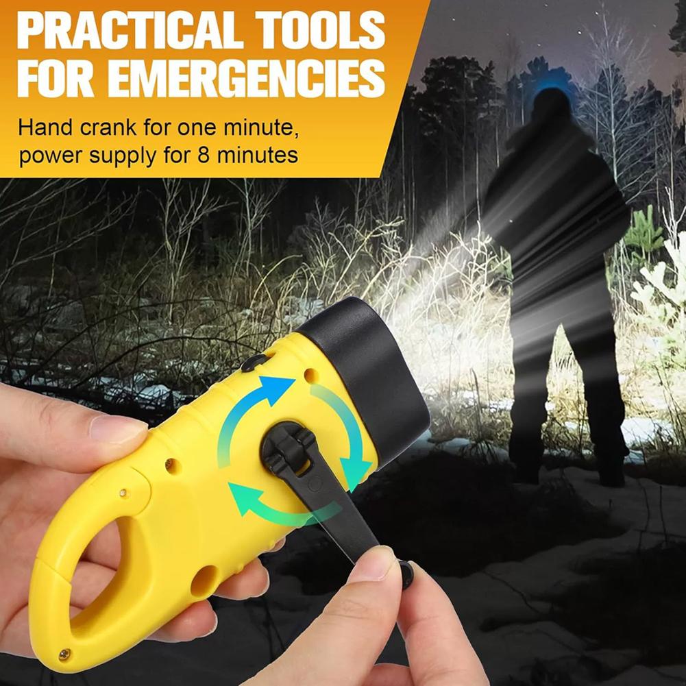 Emergency Solar Hand Crank Flashlight USB Rechargeable Portable Power Bank LED Light Waterproof Camping Hiking Survival Gear