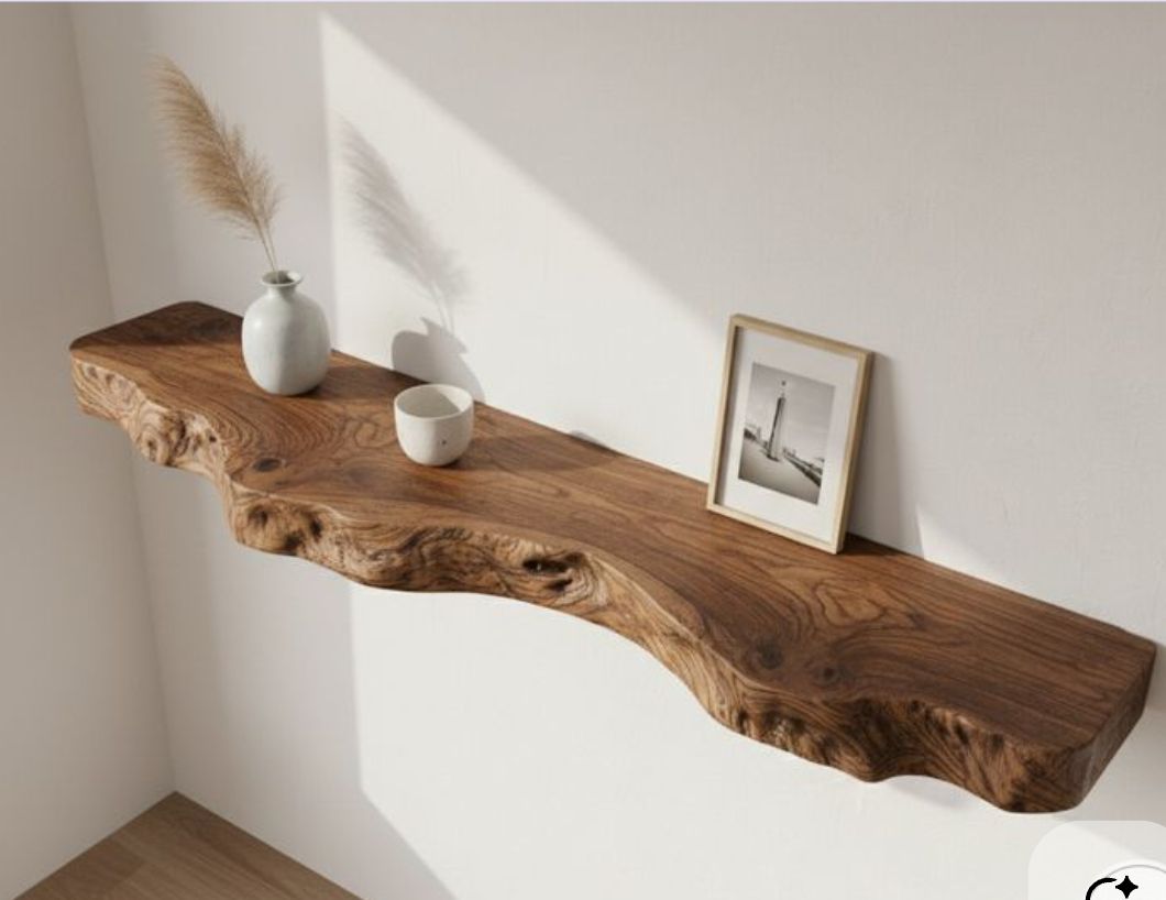Premium Live Edge Floating Shelf | Custom Size Wooden Wall Mounted Shelf | Rustic Industrial Floating Wall Shelf | Modern Display & Storage Shelf for Living Room, Bedroom, Kitchen & Office