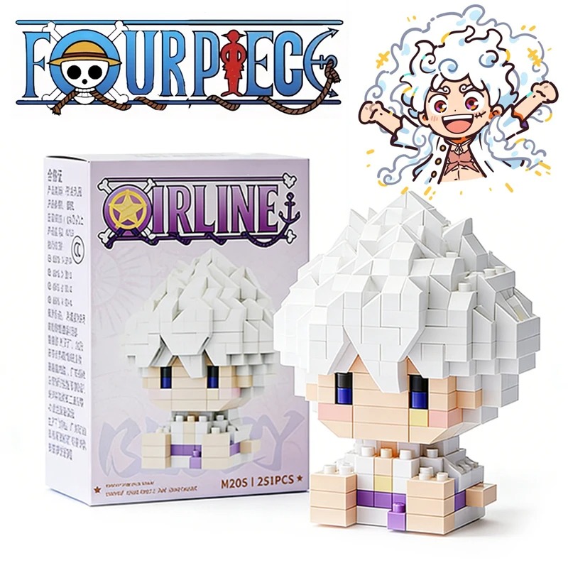 ONE PIECE Sun God Nika Luffy Micro Building Block Chopper Ace Buggy 3D Anime Model Assembly Mini Bricks Figure Toys For 
