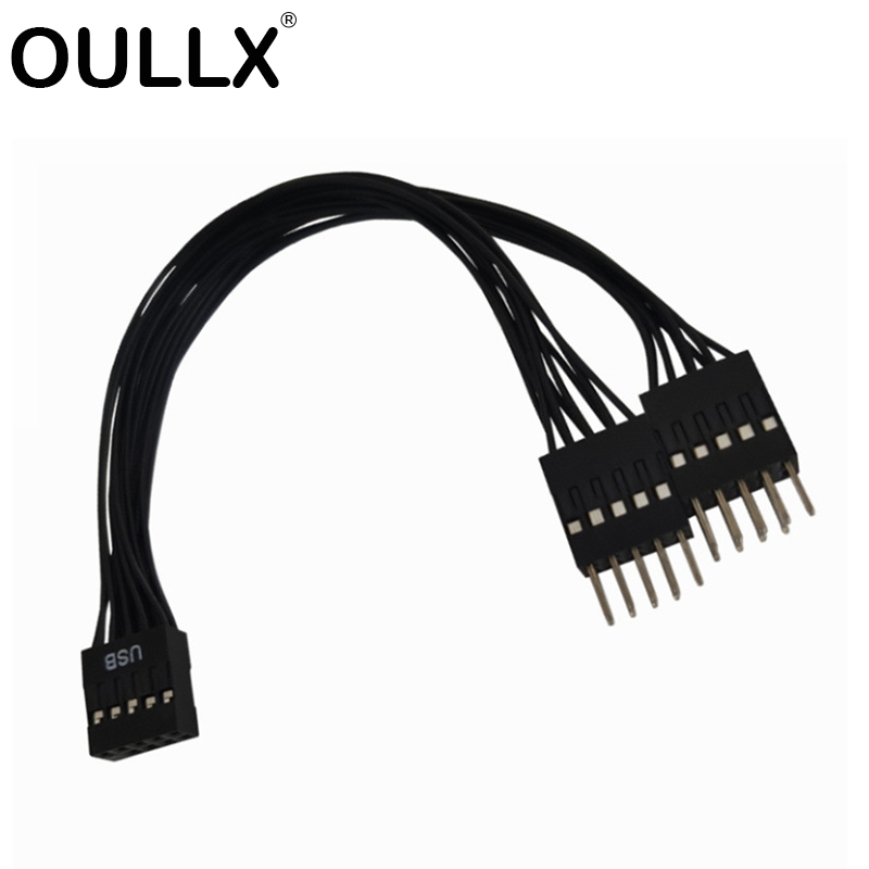 USB 9Pin Extension Splitter Cable 1 to 2 Motherboard Adapter USB2.0 9PIN Dual 9PIN Cord Interface Hub for PC Computer Cable