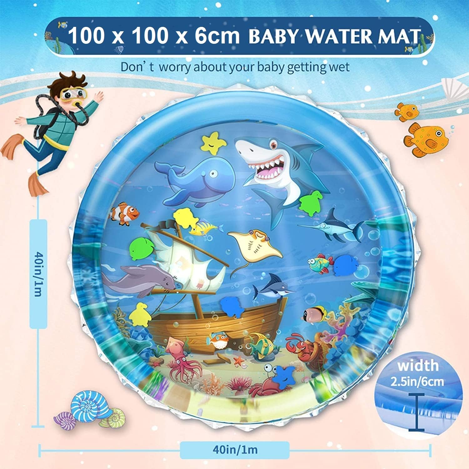 Baby Water Play Mat for T Copy message Fun Sensory Activity Toy for Infants & Toddlers