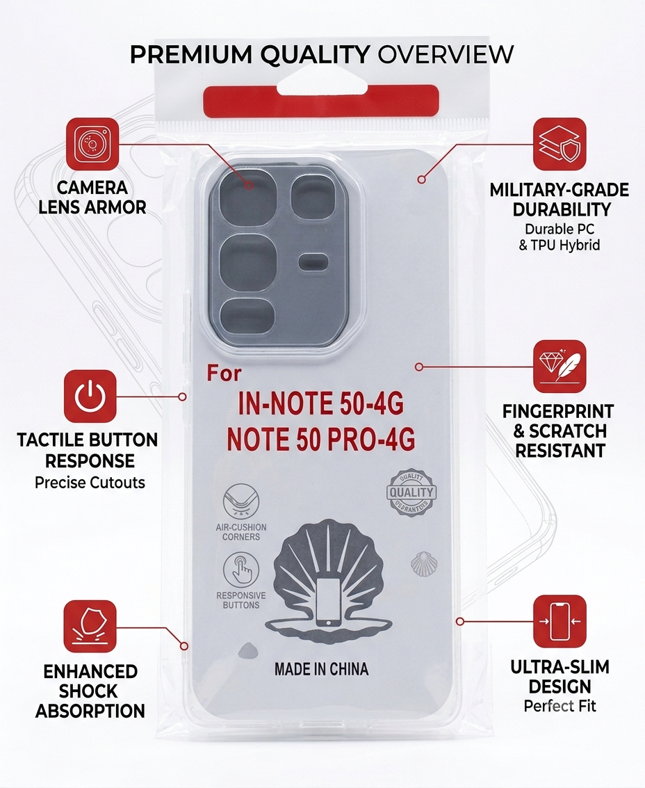 Infinix Note 50 Pro 4G  Clear Back Cover  Transparent Crystal Silicon Case For Infinix Note 50 4G