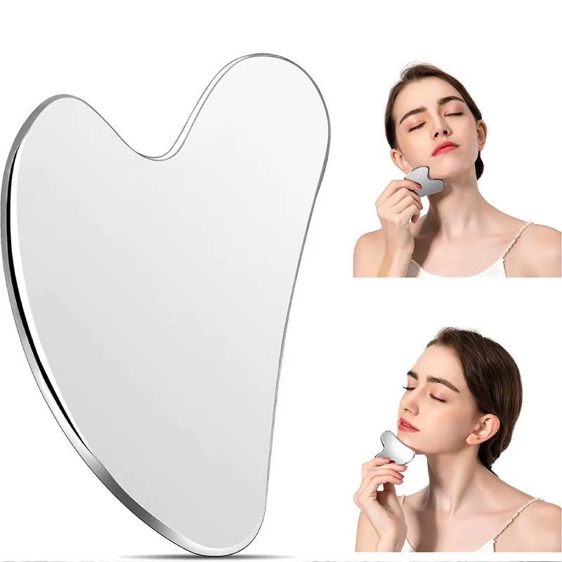 Gua Sha Facial Tool Stainless Steel GuaSha Massage Tool Natural Universal Facial Silver Metal Gua Sha Stainless Steel Boa'rd Beauty Skin Care