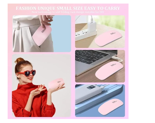"SUN Mini UV LED Nail Lamp for Gel Polish Drying - Portable Manicure Machine with Sunlight Technology, Not Glaring, Not Black Hand, 6W Power Nail Dryer for Home & Salon Use, Quick Curing Light"