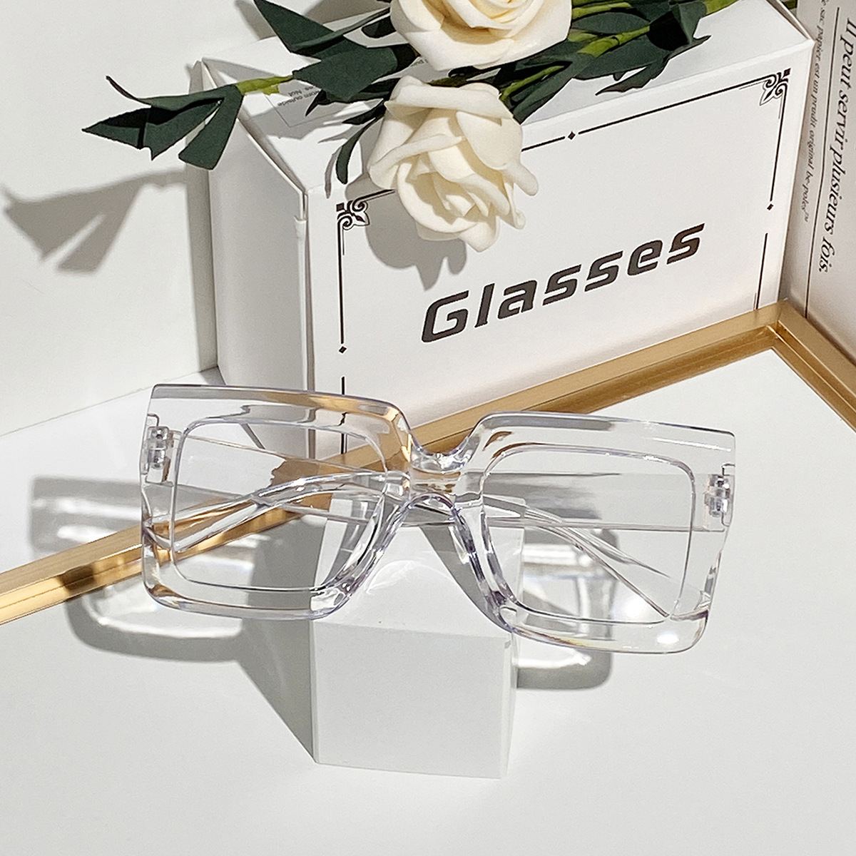 Large Frame Clear Lens Classic Glasses Trendy Square Computer Eyeglass Decorative Eyeglasses Spectacles for Women Men