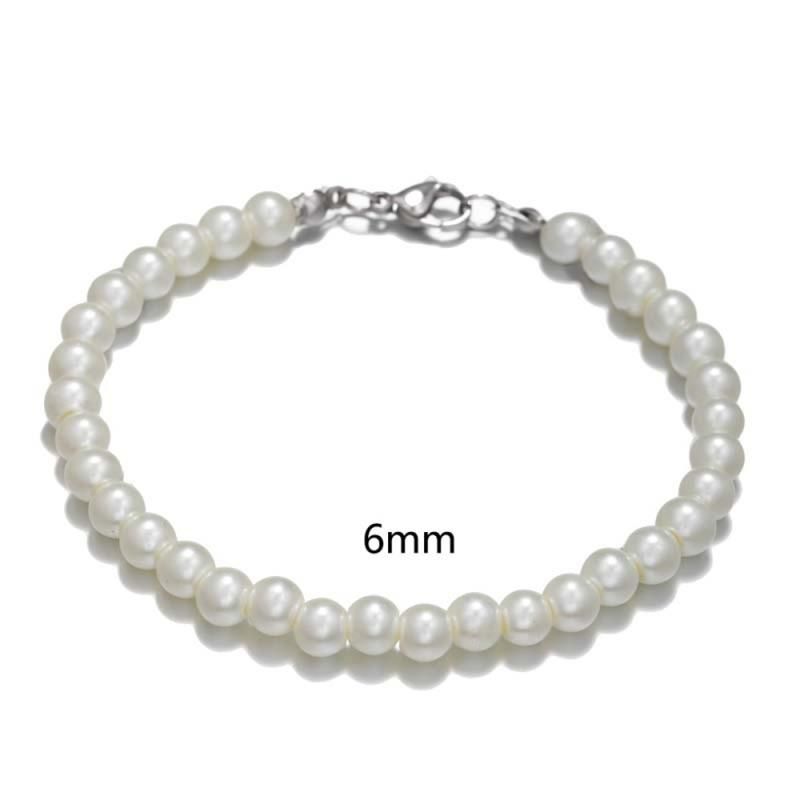 6/8/10mm White Glass Pearl Bracelets 2022 Resin Bangles Handmade Elastic Beads Bracelet For Women Men Fine Jewelry Wedding Gift